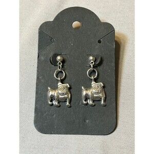 Bulldog Earrings Georgia Bulldogs Silver Tone